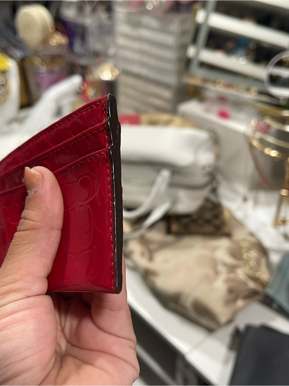 Coach Patent Signature Card Holder in Red Patent Leather - Picture 4 of 4